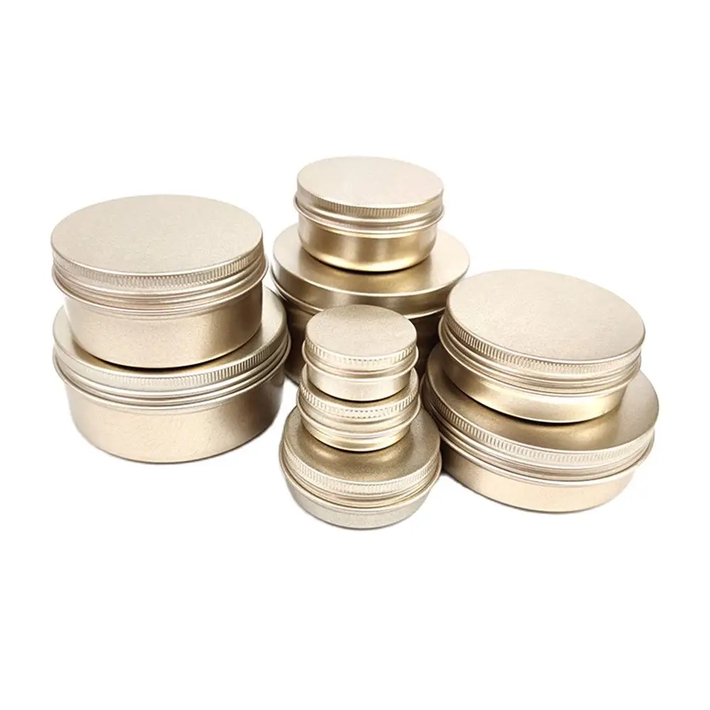 50pcs 5ml 10ml 30ml 50ml 60ml 80ml 100ml Aluminum Tins with Lid Frosted Gold Tin Can Empty Makeup Cream Jar Cosmetic Containers