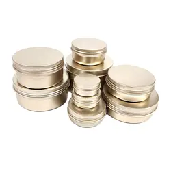50pcs 5ml 10ml 30ml 50ml 60ml 80ml 100ml Aluminum Tins with Lid Frosted Gold Tin Can Empty Makeup Cream Jar Cosmetic Containers