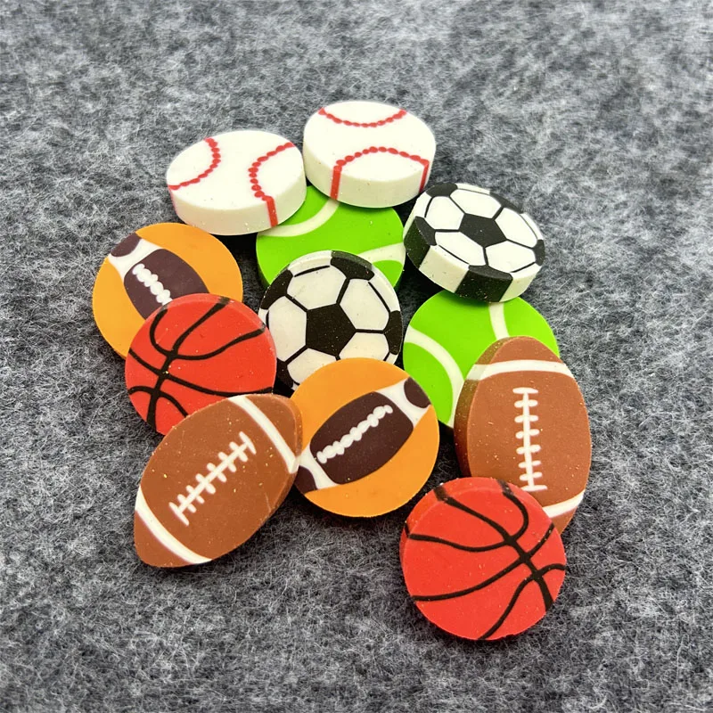 35Pcs Students Stationary Novelty Pencil Rubber Eraser For Children Kids Cartoon Football Basketball Mini Eraser School Erasers
