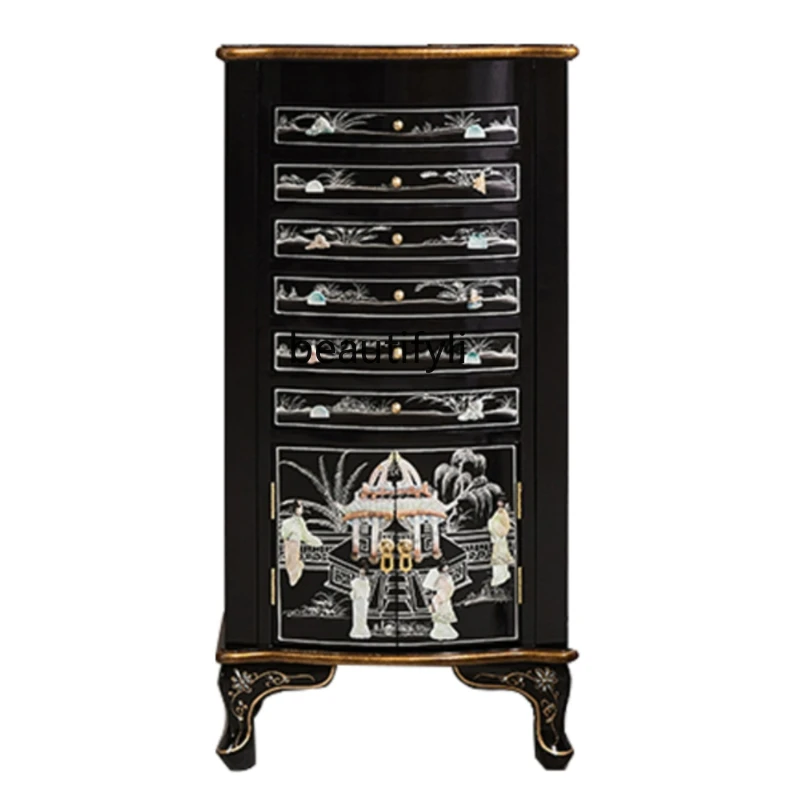 

New Chinese Retro Jewelry Cabinet Multi-Functional Jewelry Cabinet Storage Cabinet Chest of Six Drawers Storage Large Capacity