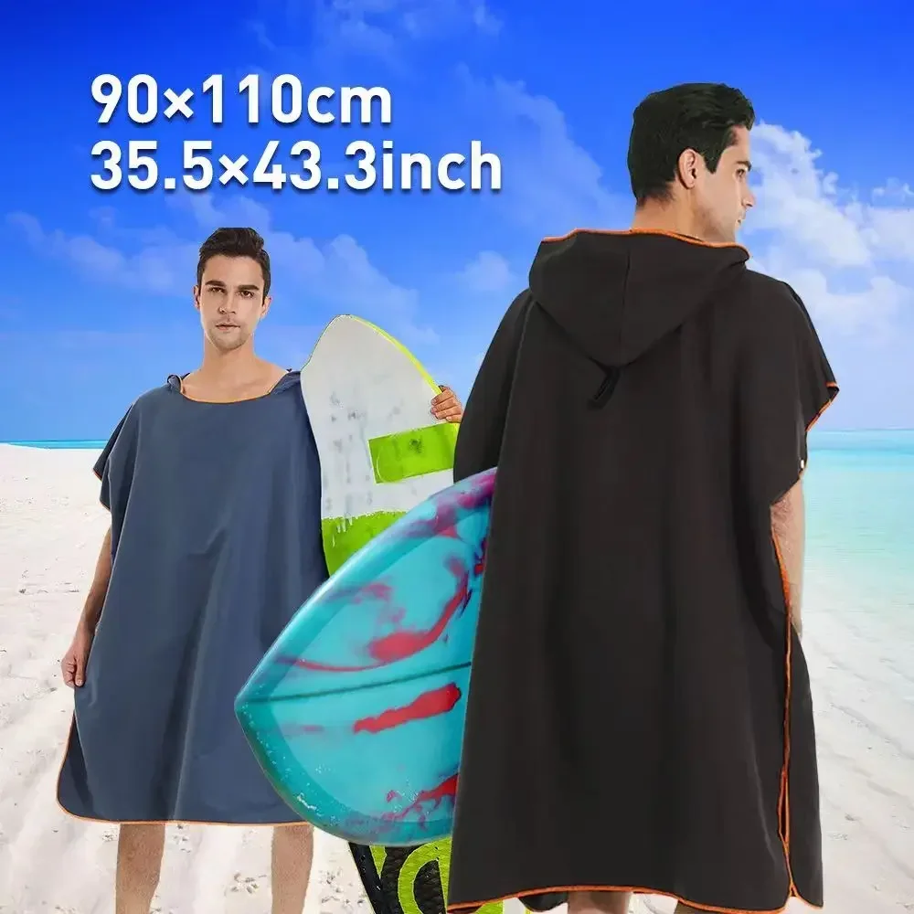 Description Picture 2 of item2024 adult men hooded bath towel microfiber Quick drying beach bathrobe Cape surf poncho for outdoor sandbeach from China