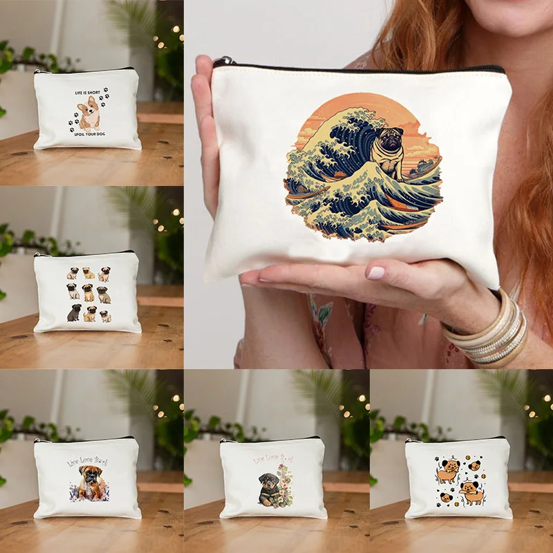 

kawaii Pug pattren Large Capacity Pencil Case School Stationery Supplies Storage Bags Travel Makeup Wash Organizer Gifts