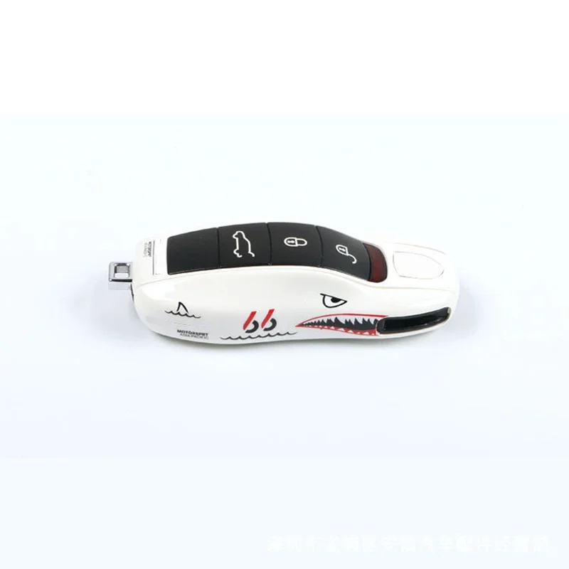 Great White Shark Car Key Case Cover Shell Suitable for Porsche Macan Panamera Cayenne718 911