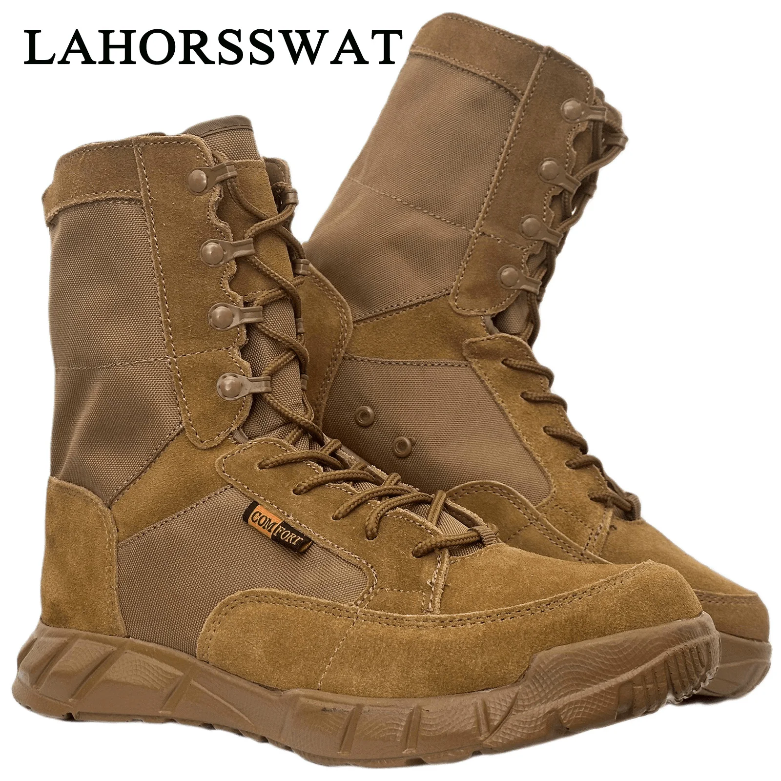 LAHORSSWAT Super Lightweight Man Tactical Boots Combat Training Lace Up Waterproof Outdoor Hiking Breathable Shoes