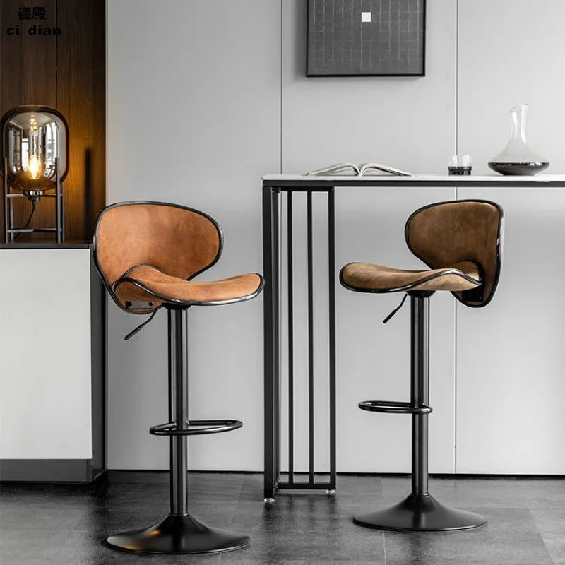 

Барный стул M112 со спинкой, роскошный барный стул, простой современный подъемный барный стул из кованого железа, американский креативный высокий стул