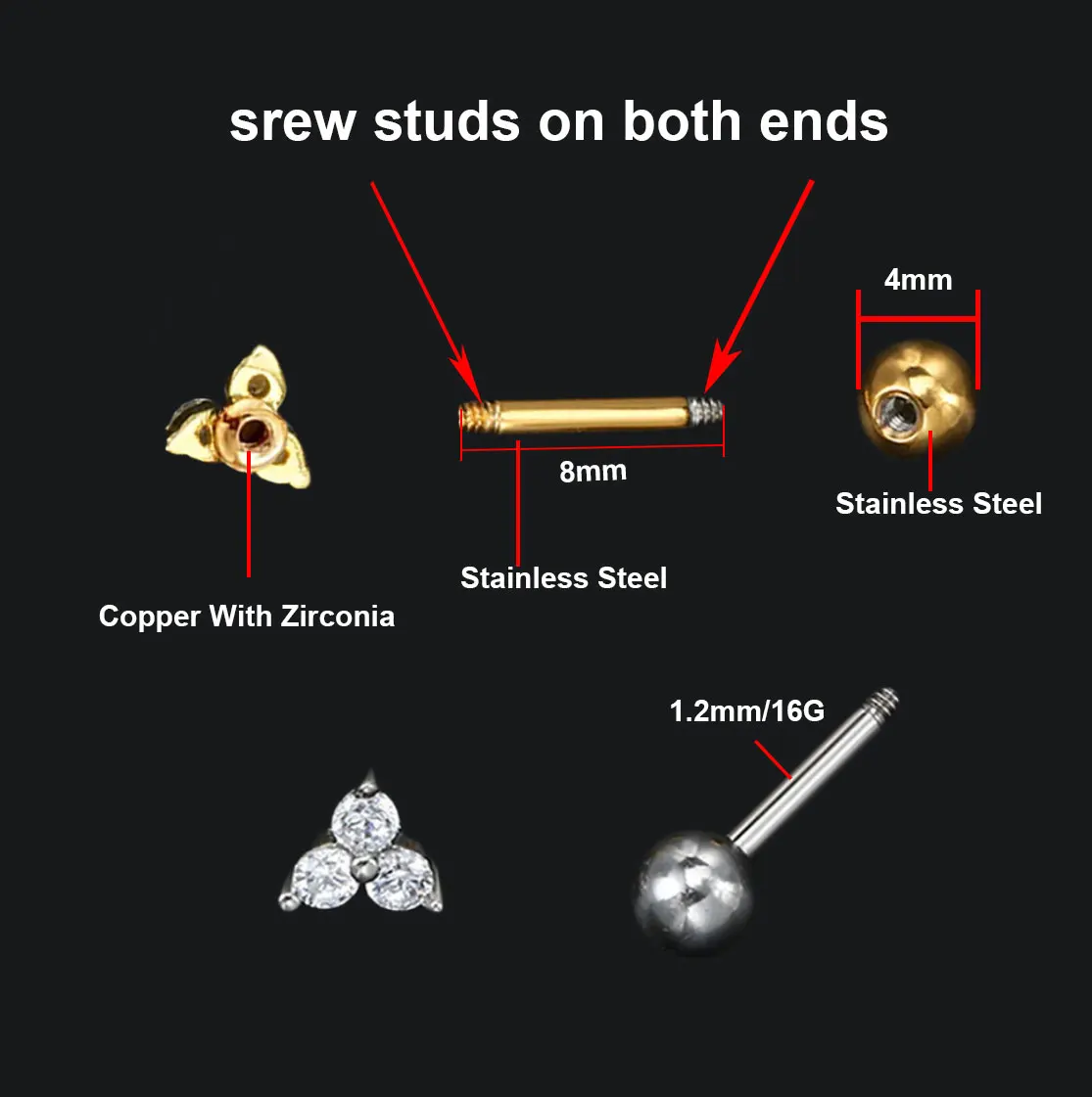 Ear Piercing Jewelry Tragus Helix Rook Lobe Cartilage Butterfly Chain Stainless Steel for Women