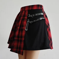 Womens Harajuku Punk Irregular Mini Pleated Skater Skirt Asymmetric Cutout High Waist Hip Hop Clubwear gothic harajuku skirt - Image 2