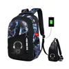 Luminous school bags waterproof large backpack for teenagers bagpack glowing school backpack for boy student chest bag set 4