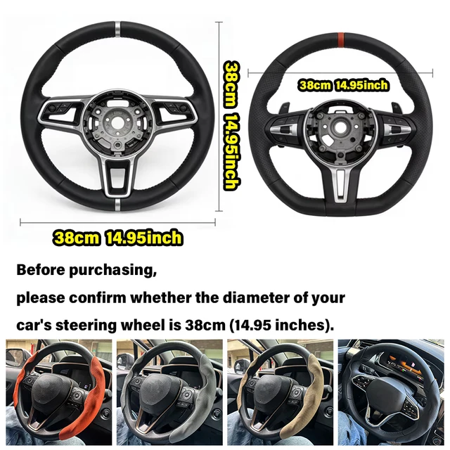 Universal D-shaped Round Car Steering Wheel Cover Ventilation hole Leather Absorb sweat Anti-slip Decoration Accessories 15inch 2