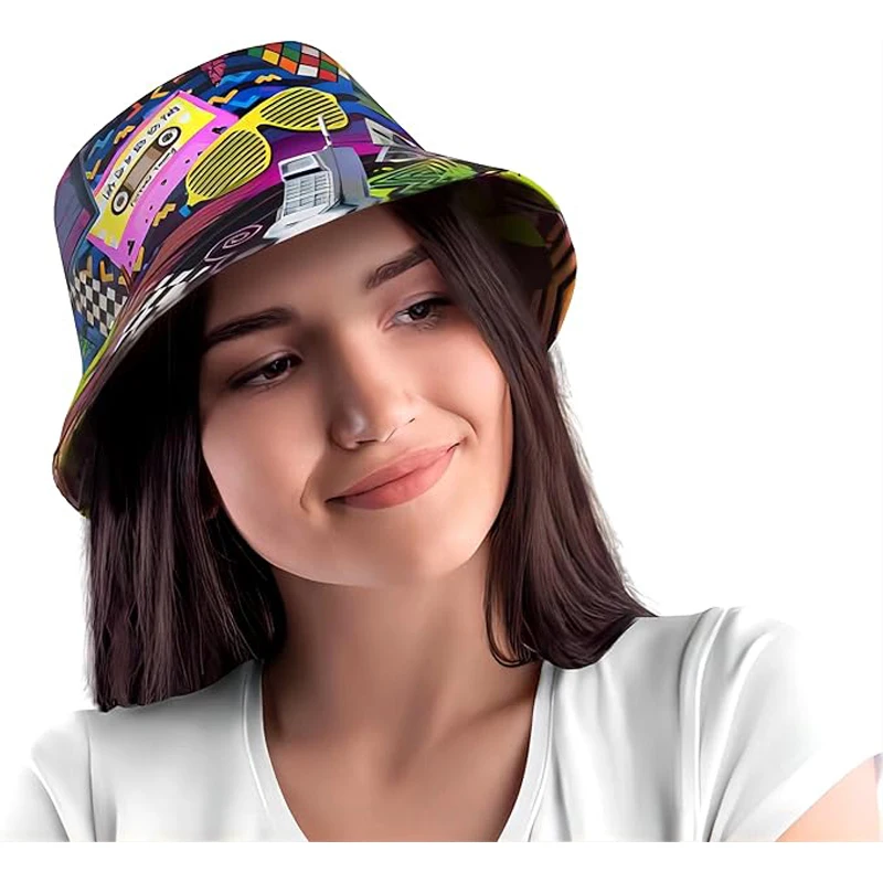 2024 Fashion Retro 80s 90s Bucket Hat Rave Festival Party Outfit for Women Men 5