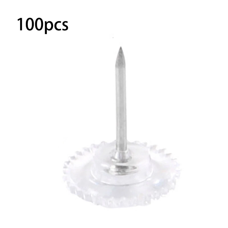 50/100PCS Gear-shape Pushpin Map Pin Flat Head Push Pins for Cork Board, Clear Sewing Pin with Box for Fabric Sewing JIAN