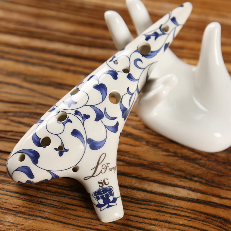 

Blue White Ceramics Ocarina 12 Holes Alto C Tone AC AF AG SF SG SC BC Zelda Ocarina of Time Professional Musical Instrument Gift