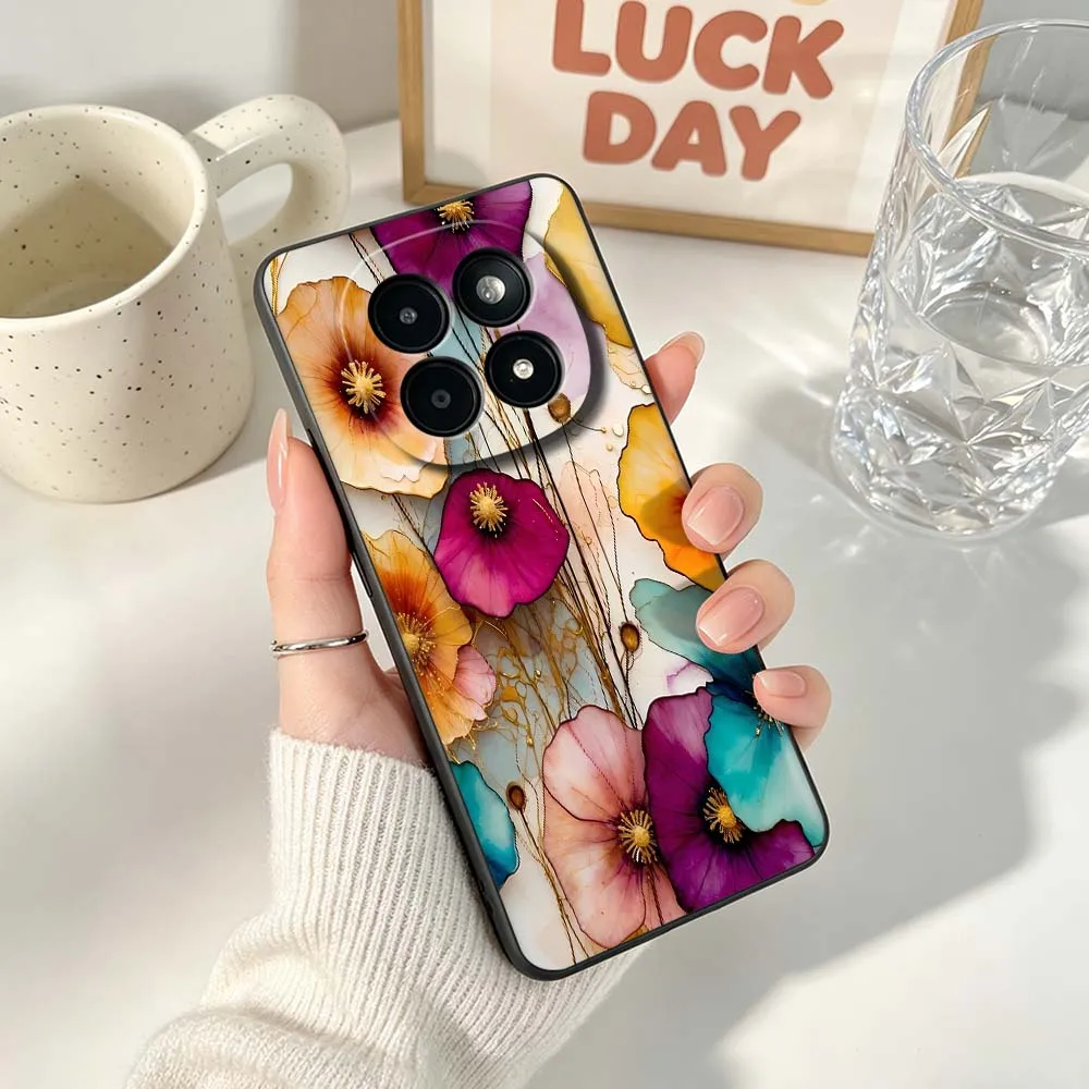 Elegant Black Soft Cover with Floral Butterfly Design Phone Case