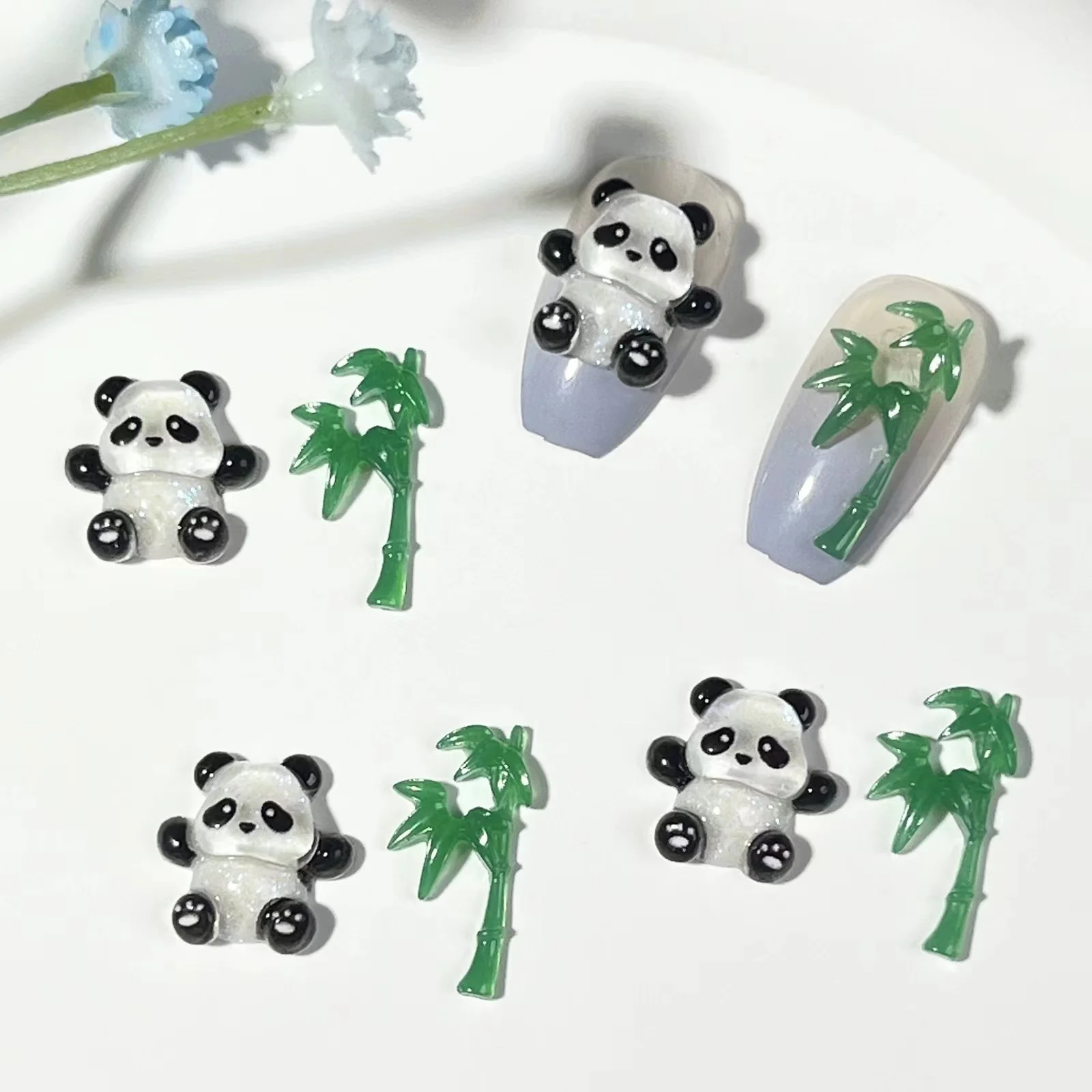 

10pcs Nail Art 3D Charms Bamboo Panda Shape DIY Decoraciones Accessories Decorations Salon Tips Manicure Decoration