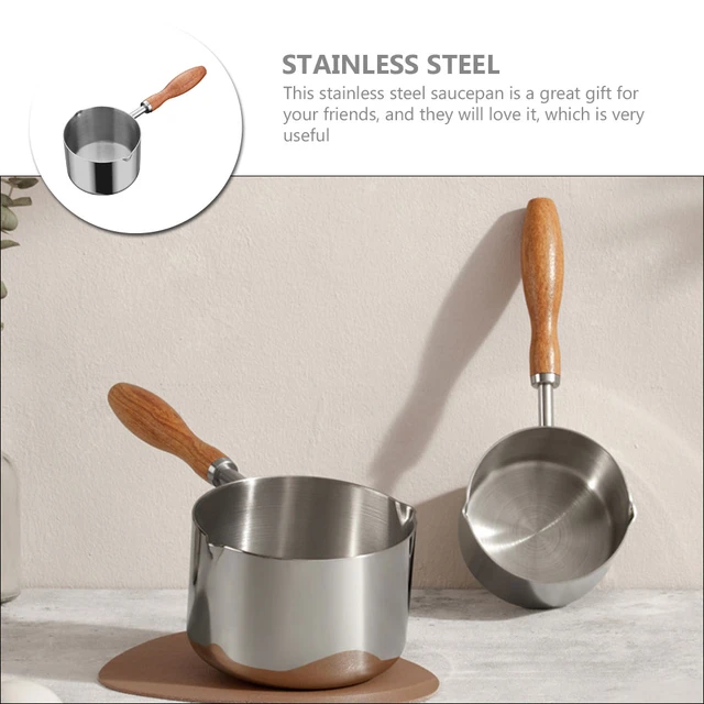 Stainless Steel Cooking Utensils Oil Pan Reusable Sauce Small Milk Pot  Saucepan Pour Spout Pots Baby - AliExpress