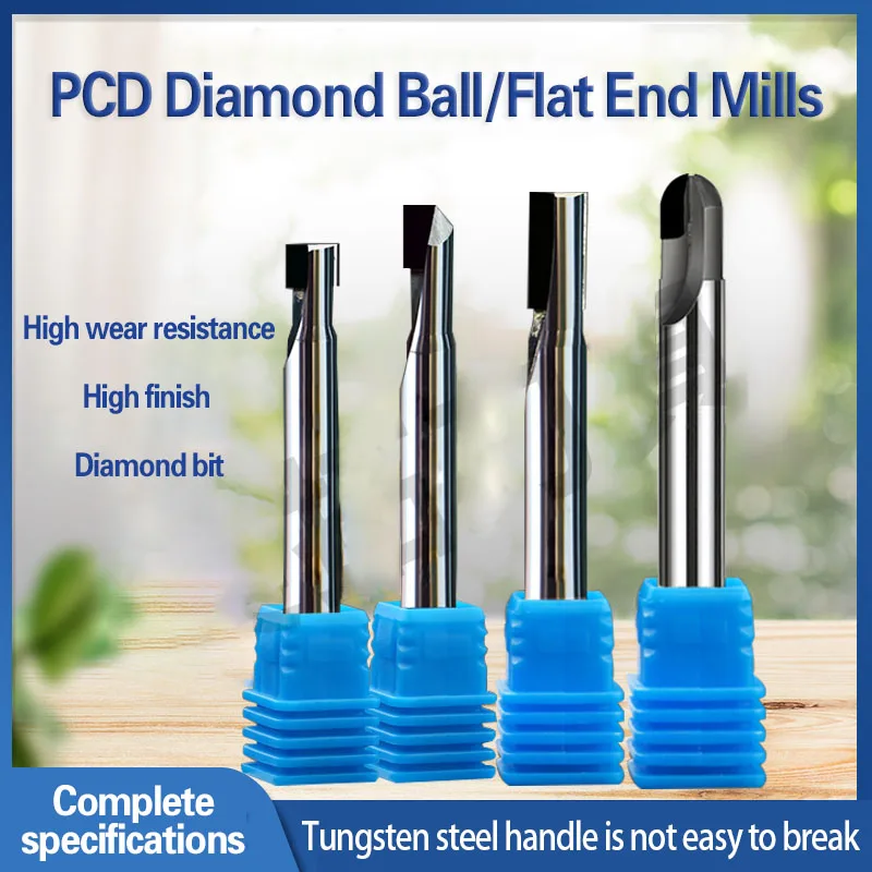 

PCD Diamond Ball Nose Milling Cutter Processing gold silver aluminum copper zinc mirror processing New Material PCD END MILL