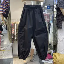 Deeptown 90s Vintage Women's Cargo Harem Pants Korean Streetwear Y2k Black Trousers Casual Baggy Joggers Harajuku Fashion Hippie