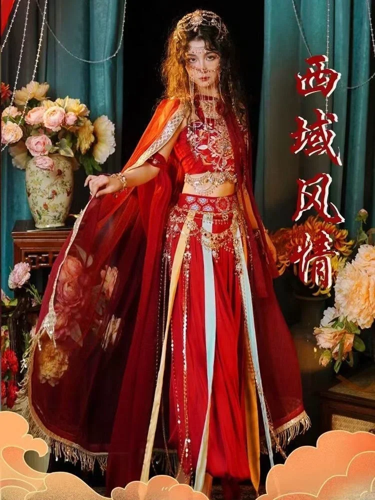 

Exotic Hanfu Women's Western Regions Goddess Dancing Clothing Improved Han Element Ancient Costume Complete Set Dunhuang Dress