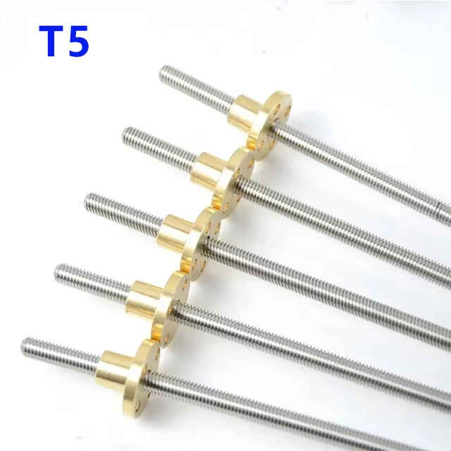 T5 สกรูตะกั่ว 304 สแตนเลส PITCH 1 มม.5 มม.ความยาว 100/150/200/250/300/350/400/500/550 มม.สกรูตะกั่วทองเหลือง 1