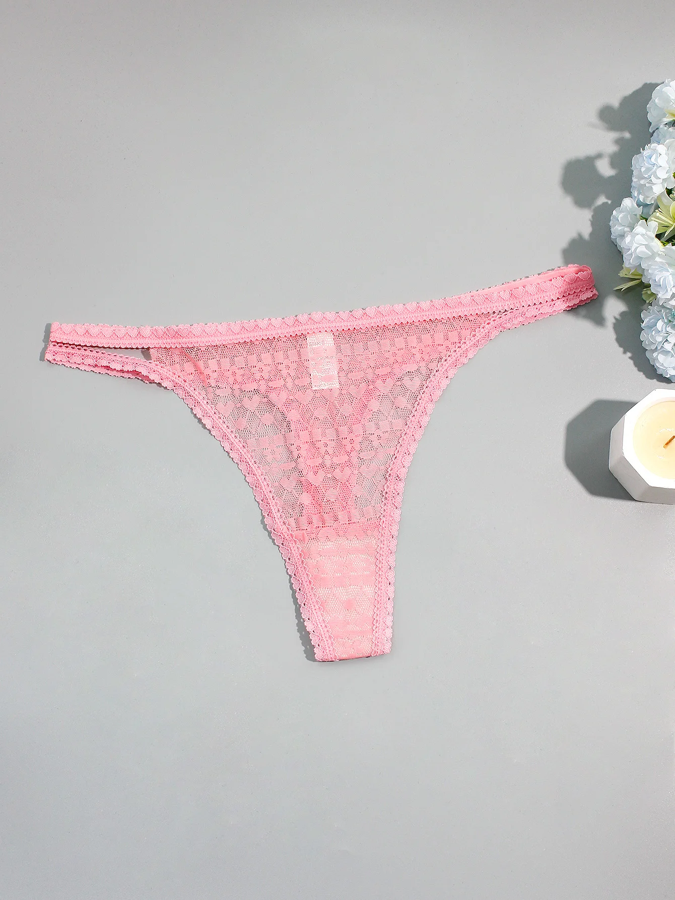 5-Pack Sexy Lace Double-Layer Thin Strap Full Lace Women's Thong Underwear Comfortable Breathable Cotton Lined Briefs