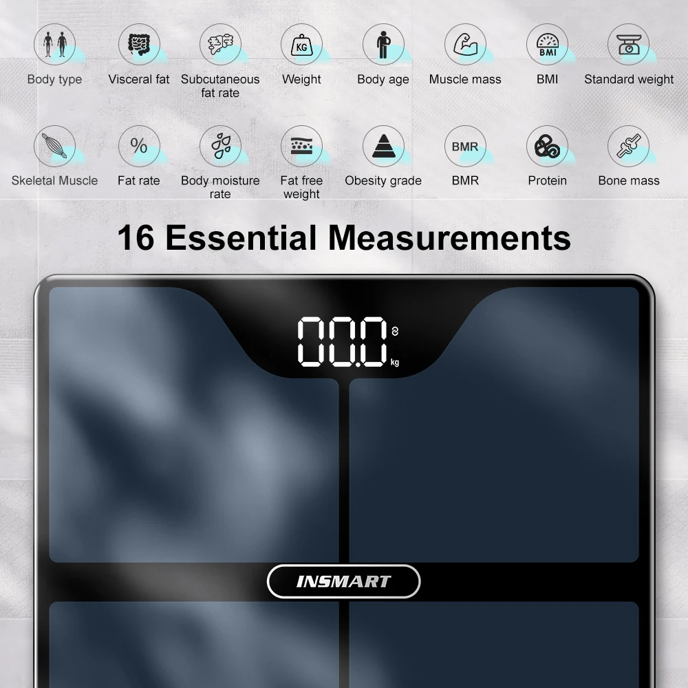 Smart Weight Scale 16 in 1 Mobile Phone Monitoring for Multi-functional Monitoring Human Fat Weight Protein Home Health Monitor