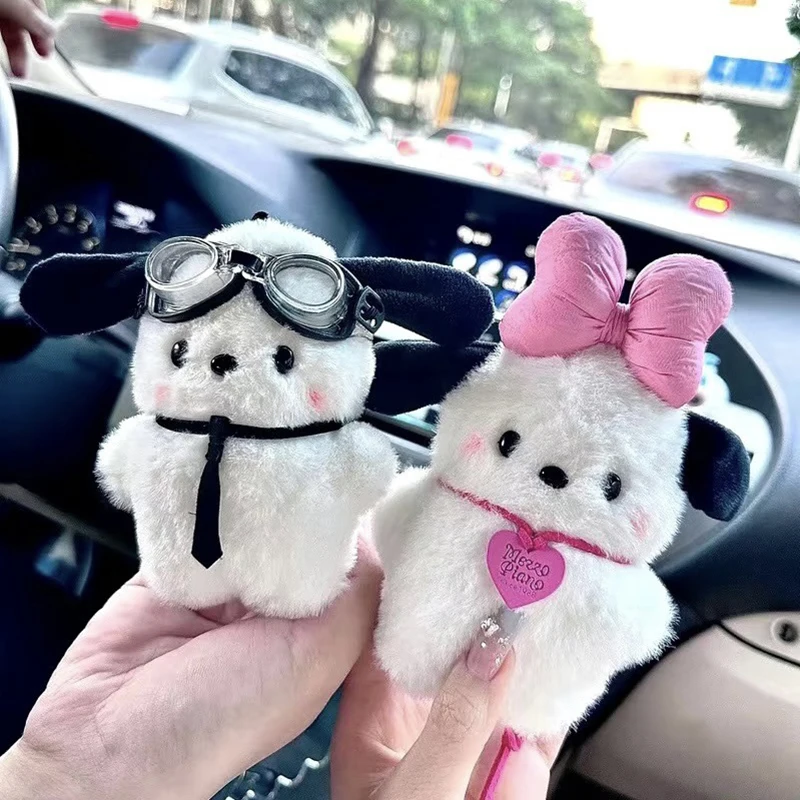 

Милый брелок Sanrio, брелок для ключей, брелок для ключей, мультяшная плюшевая кукла, пилот, собака, автомобиль, подвеска для пары, ювелирные изделия, подарок для лучшей подруги