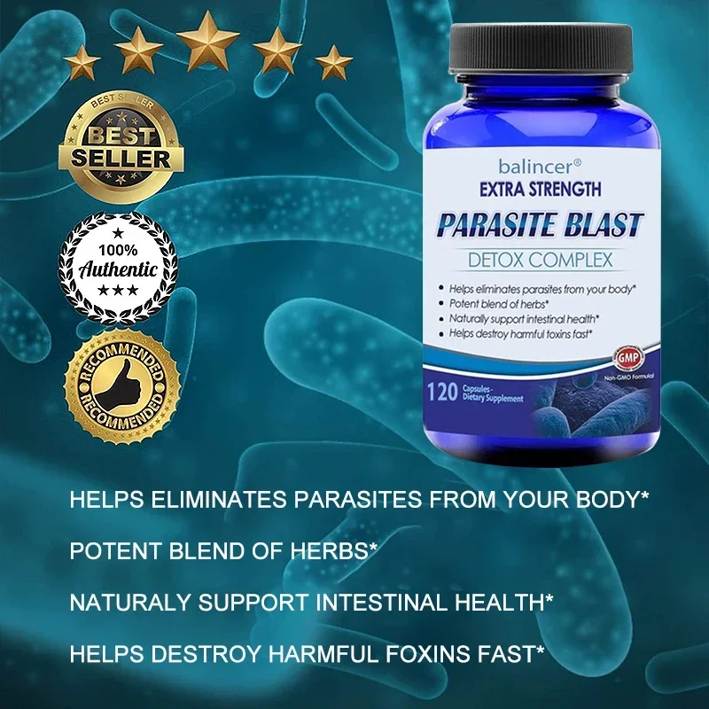 Antibacterial PARASITE BLAST Removes All Body Parasites Natural Gut Health Cleans Colon Detox Cleanse Liver Immunity