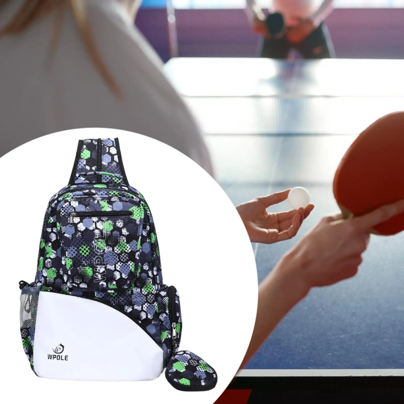 Table Tennis Racket Backpack Table Tennis Bag Crossbody Multifunctional Large Capacity Storage for Men and Women for Training