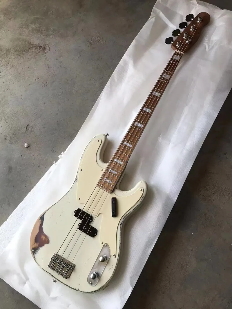 Highquality4stringTLelectricbassguitarHeavyhandmaderelicAlderbodymapleneck