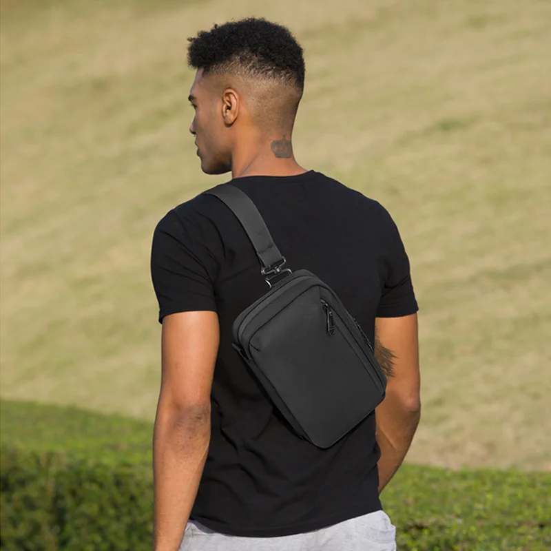 Borsa A Tracolla Uomo In Nylon Impermeabile - Leggera Con Portamonete - Per Sport E Outdoor - Grigia