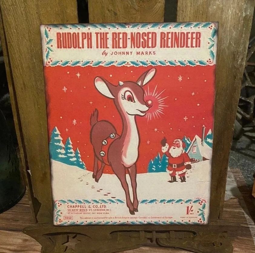 

Rudolph The Red Nosed Reindeer Sign,Christmas Decoration Retro Metal Tin Sign Wall Hanging Decor Plaque for Coffee Shop