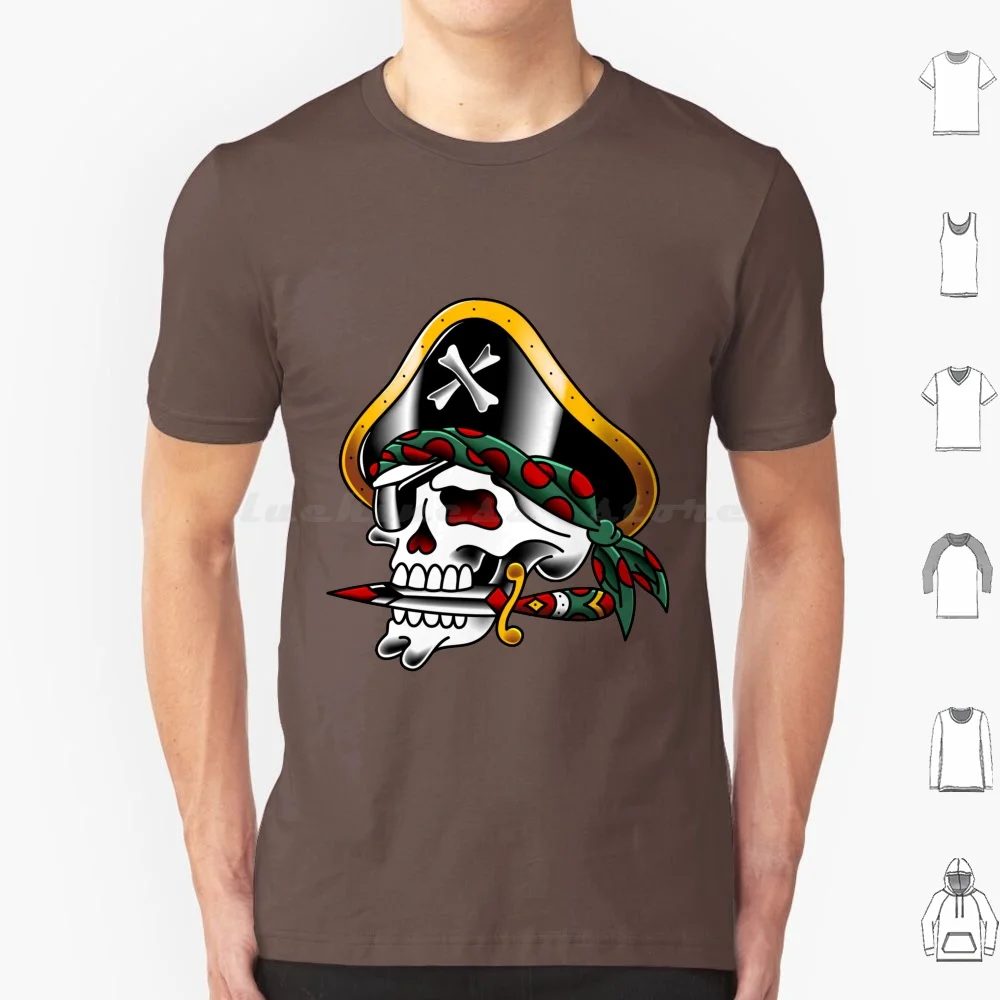 Salt-Dog Pirate Skull & Dagger T Shirt 6Xl Cotton Cool Tee American America Americana American Traditional Tattoo Art