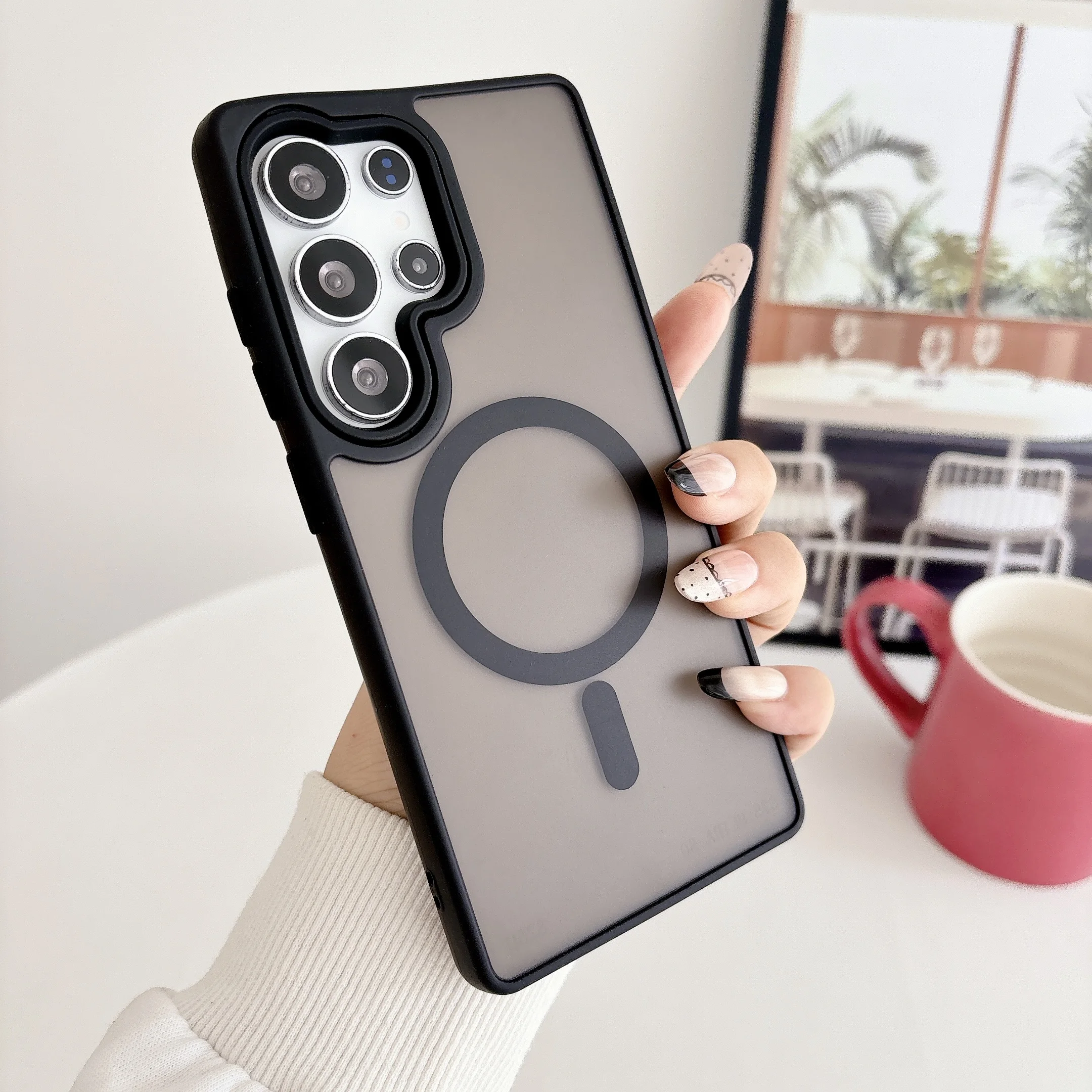 Magsafe Matte Translucent Shockproof Magnetic Case with Wireless Charging Capability