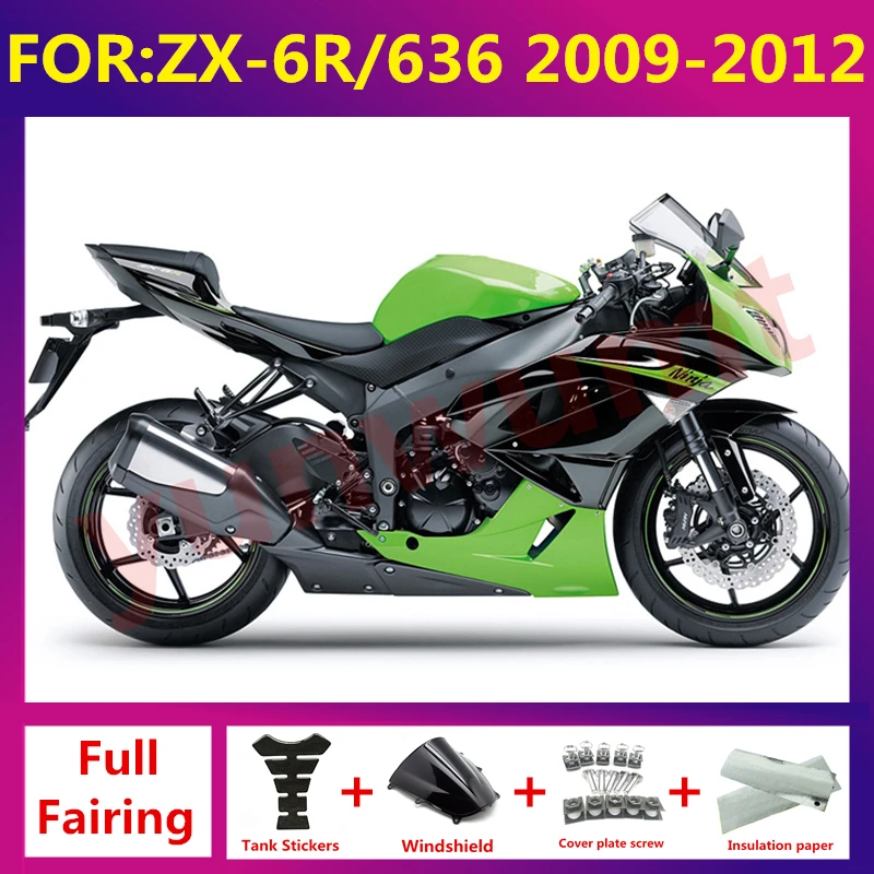 

New ABS Motorcycle Fairing kit Fit For kawasaki ZX6R 636 ZX-6R 2009 2010 2011 2012 full fairings bodywork zxmt set green black