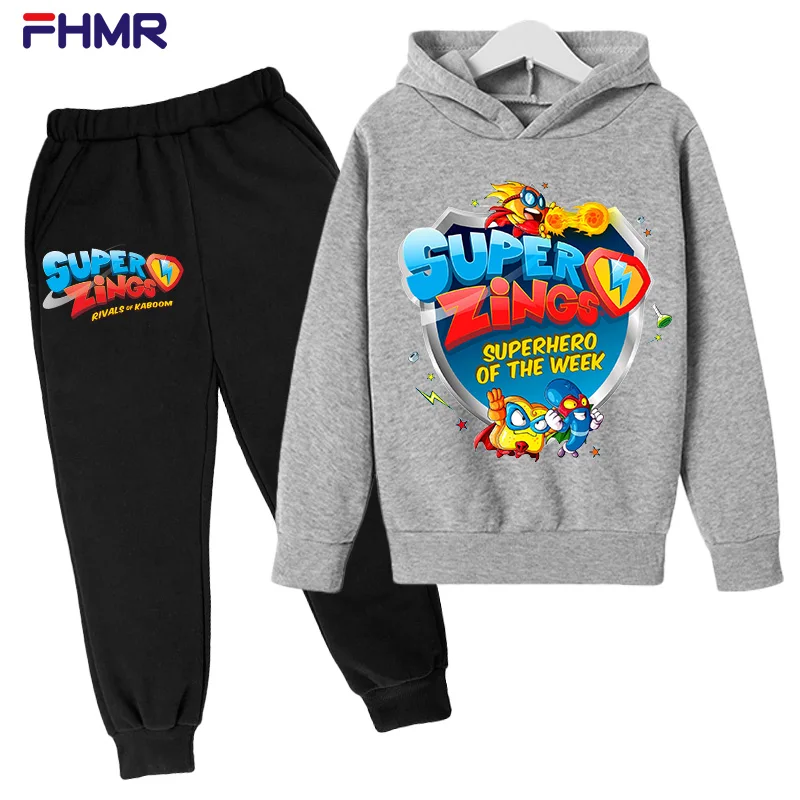 Super zings 4-14Y Kids Boys Hoodies+Pants Sets Autumn Baby Tops Clothing Toddler Casual Sweatshirt Suit Children Clothes