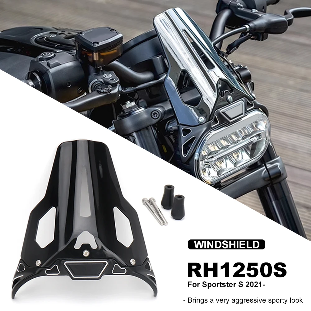 

Motorcycle Accessories Black Windshield Wind Screen Deflector Windscreen New For Sportster S RH1250S SPORTSTER S 2021 2022 2023