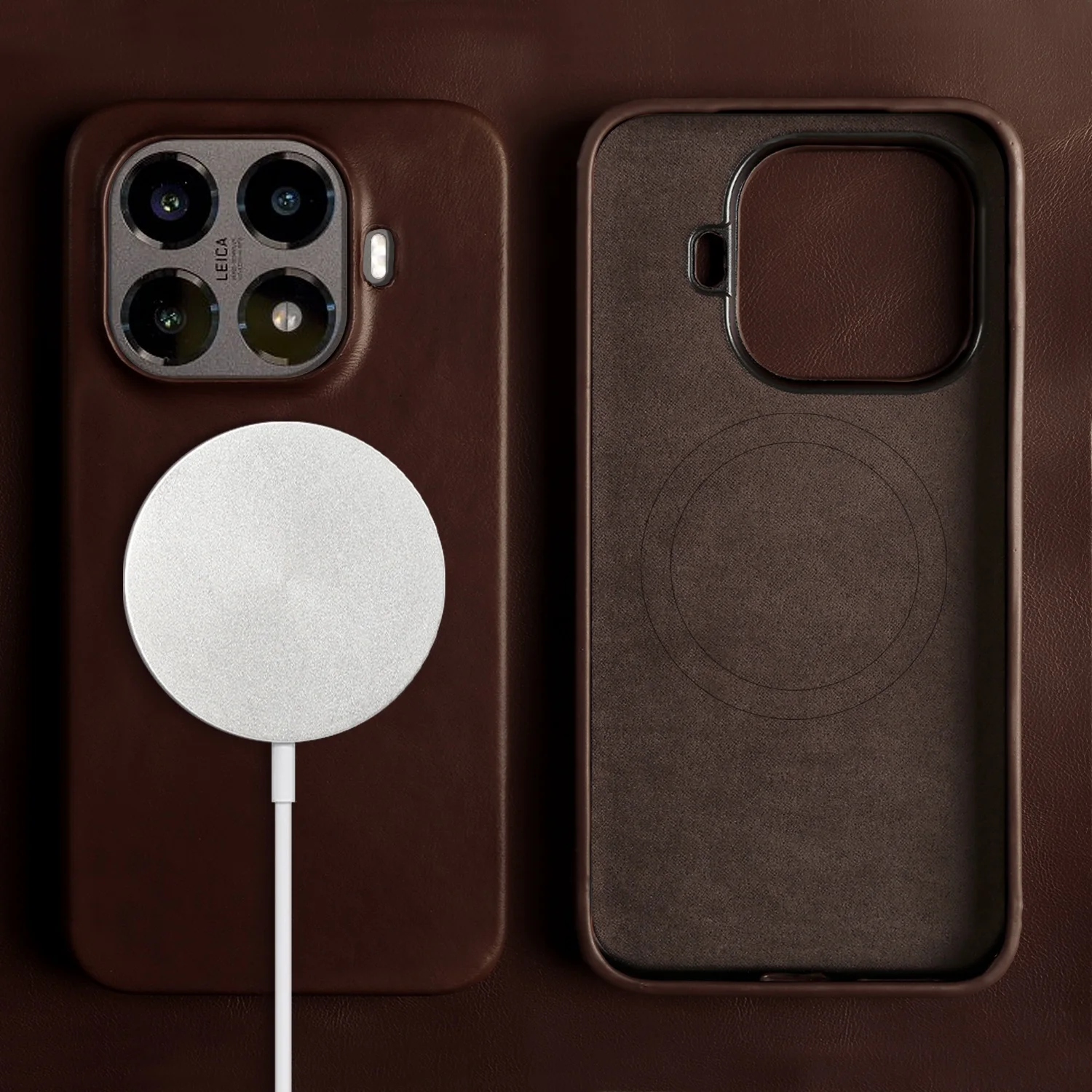 Luxury Magnetic Genuine Leather Business Oil Wax Phone Back Cover