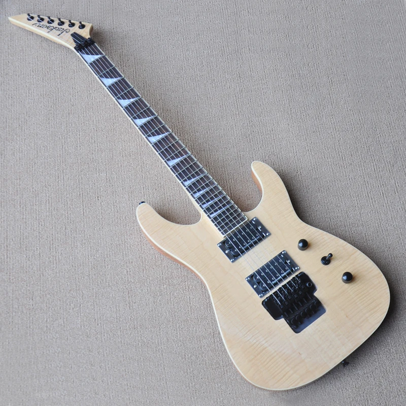 Double Shake 24 Electric Guitar Wood Color Tiger Veneer Factory Direct Delivery OTGT-2071