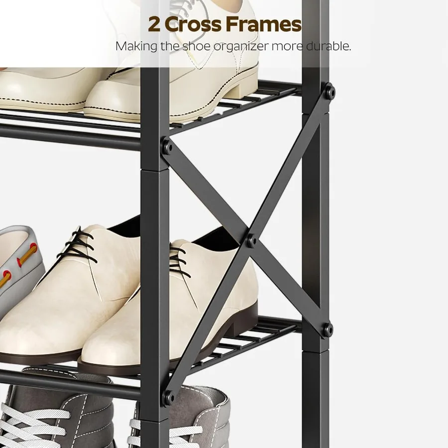 6Tier Shoe Rack Shoe Storage Organizer for Closet Free Standing Shoe Organizer with Metal Mesh Shelves 24 Pairs of Shoes Rustic