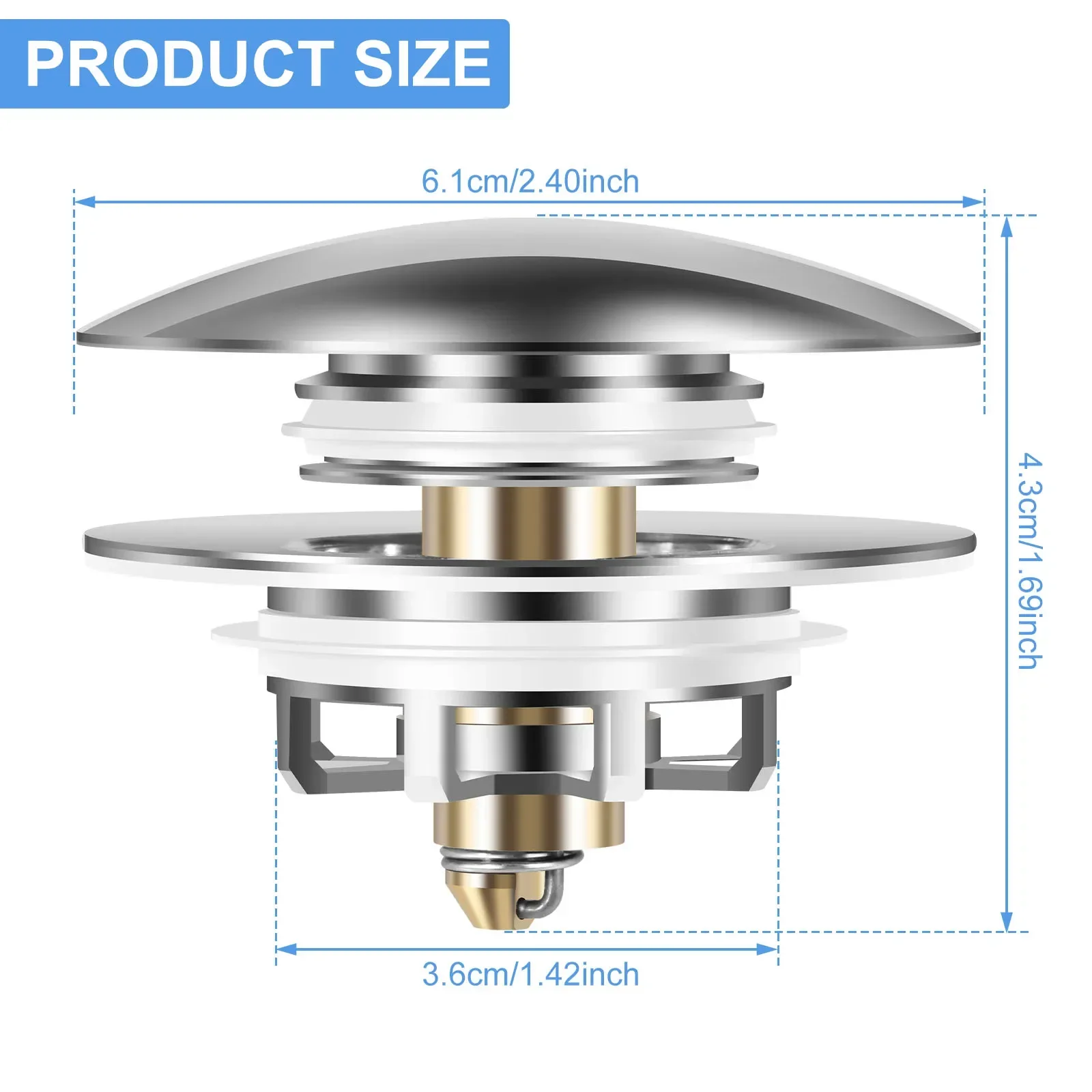 New Bathtub Drain Stopper Universal Pop Up Drain Plug Rustproof Bath Tub Drain Stopper Reusable Bathroom Tub Drain Plug and