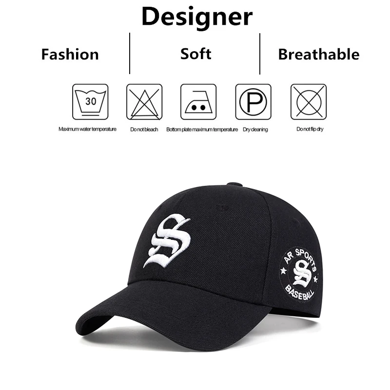 Baseball Caps Unisex Gothic S Letter Embroidery Side AR SPORT Spring Autumn Outdoor Adjustable Casual Sunscreen