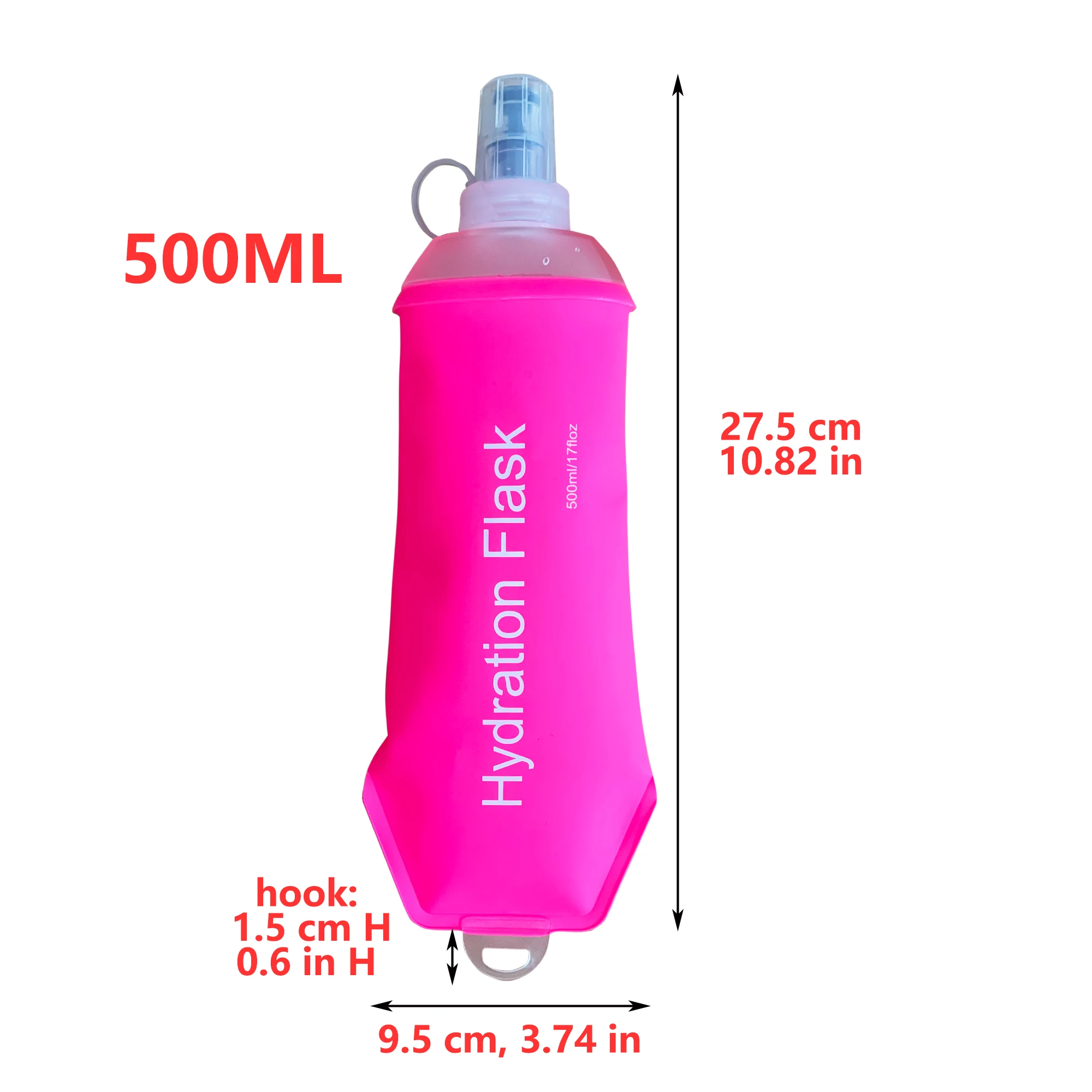 AXEN 500ML 핑크 소녀 접이식 물병 접이식 소프트 플라스크 TPU 사이클링 러닝 캠핑 여행