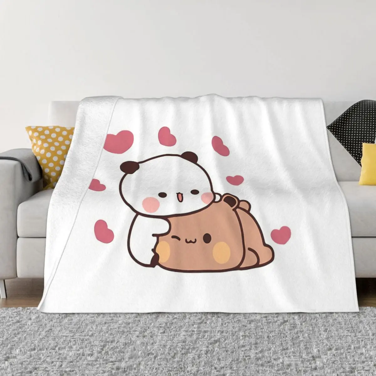 

Bubu Dudu Cartoon HUGS LOVE Portable Warm Throw Blankets for Bedding Travel