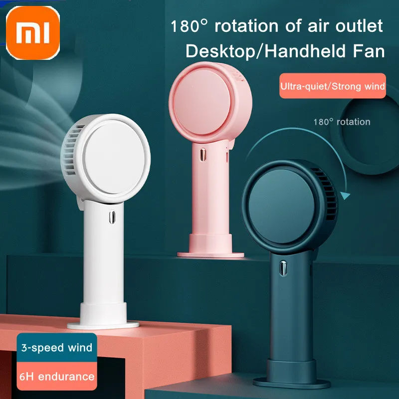 XIAOMI mijia Mini Fan Handheld Desktop 1200mAh Portable Chargeable Ventilator 3-gear Wind Adjustable 180° Rotation for Summer usb desk fan hanging neck three gear wind speed with strong wind quiet operation 45° rotation mini fan for office bedroom