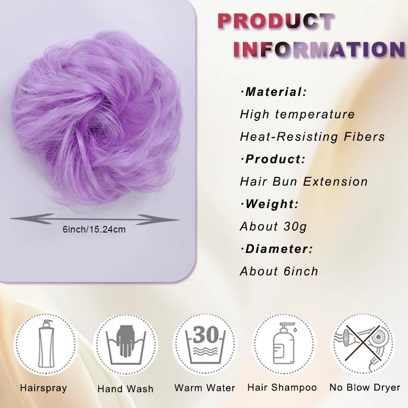 LUPU Large Messy Bun Hair Piece Wavy Curly Scrunchies Synthetic Chignon Ponytail Hair Extensions Thick Updo Hairpieces For Women