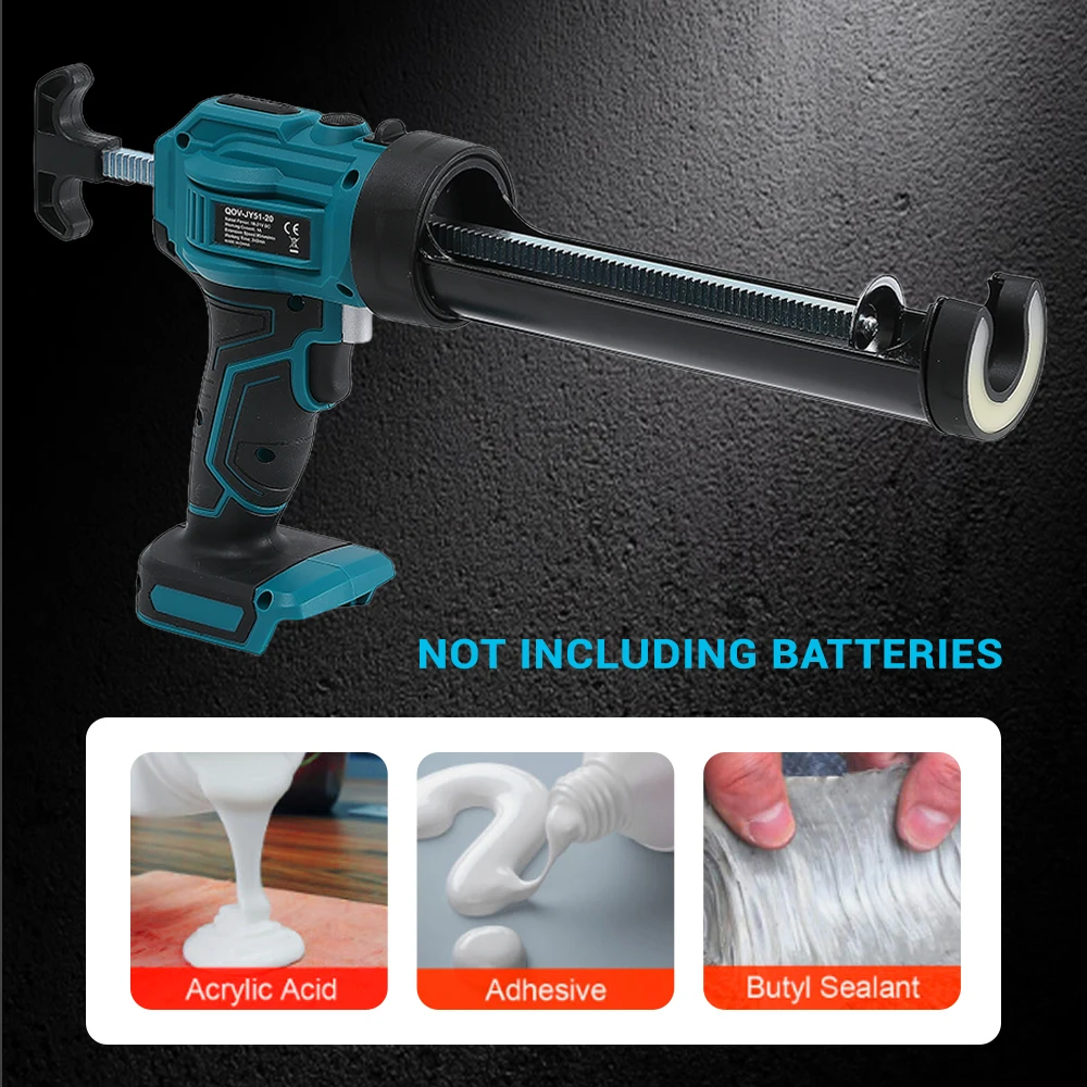 Caulk nozzle applicator Cordless caulking gun fit for 20V battery electric caulk gun 4 adjustable speed with LED light upgraded glass glue
