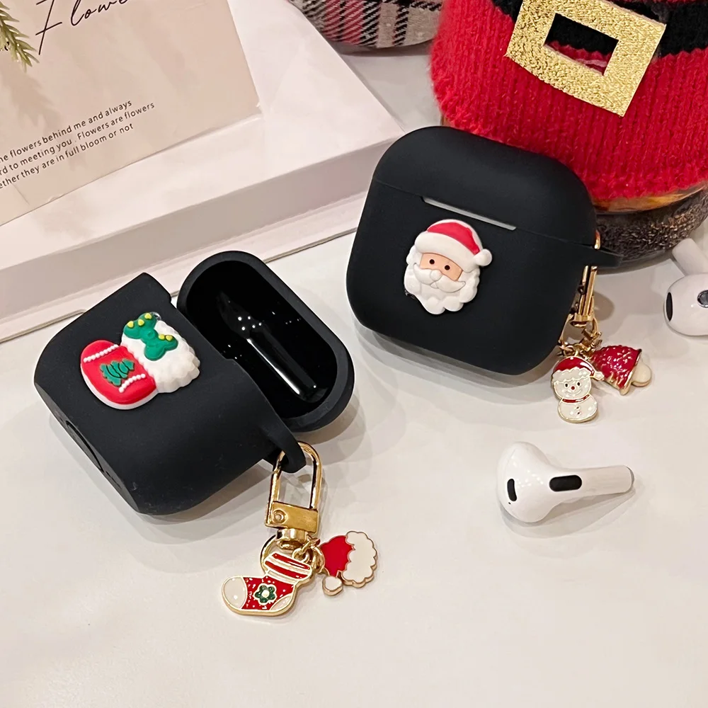 Black Silicone Christmas Earphone Case for AirPods