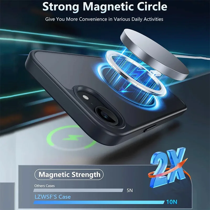 Luxury Semi-Transparent Frosted Magnetic Phone Case - Shockproof Hard Back Cover