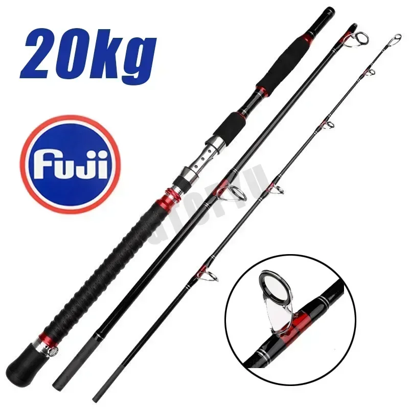 Canne pêche surf travel 3 brins carbone 1.8m 2.1m puissance 30-50lb pour jigging trolling