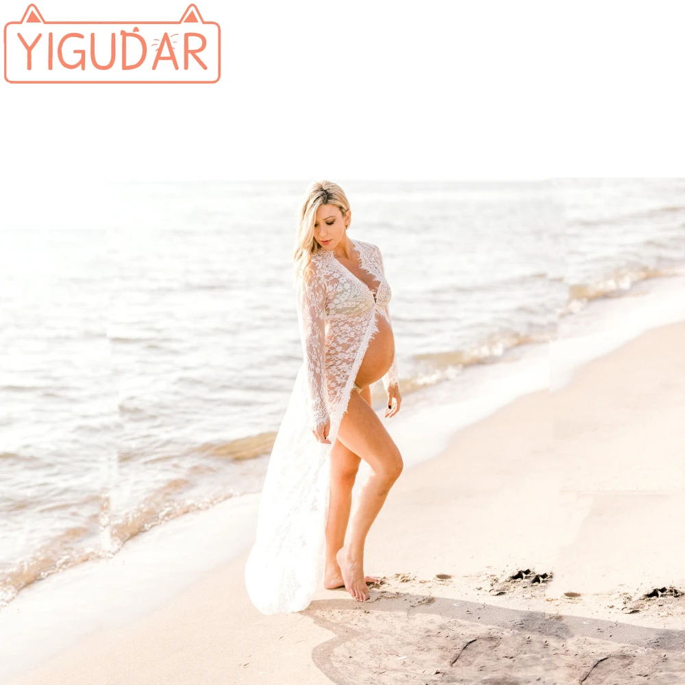 

Pregnancy Sexy Lace Dress White Black Maternity Maxi Dress Elegant Women Pregnant Gown Maternity Dresses for Photo Shoot